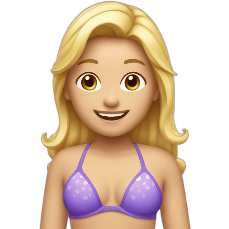 happy girl with blond hair and bikini emoji