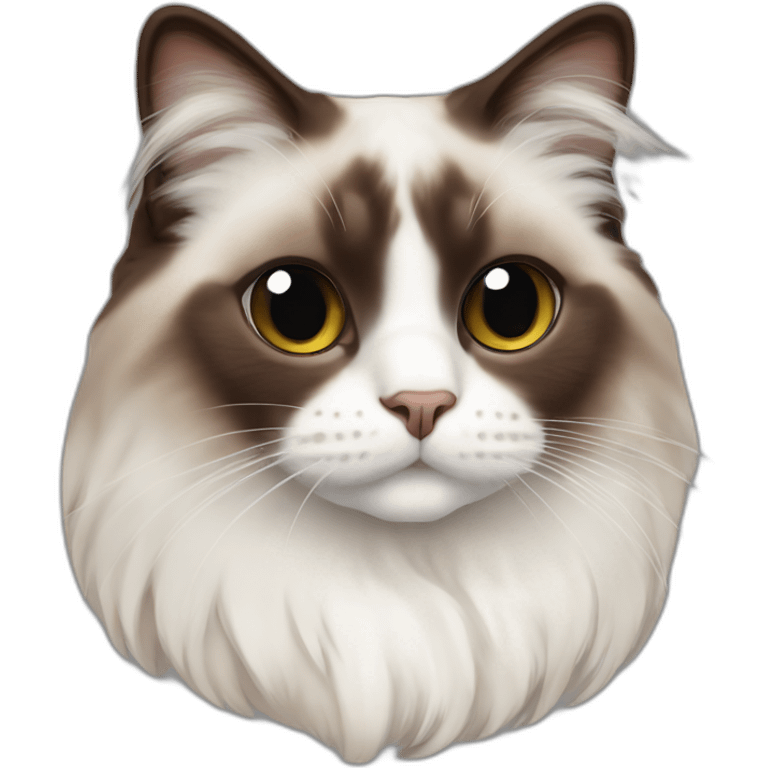 chocolate point ragdoll cat with a white nose emoji