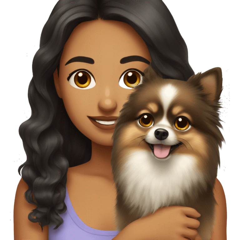 Young Latina girl with Pomeranian emoji