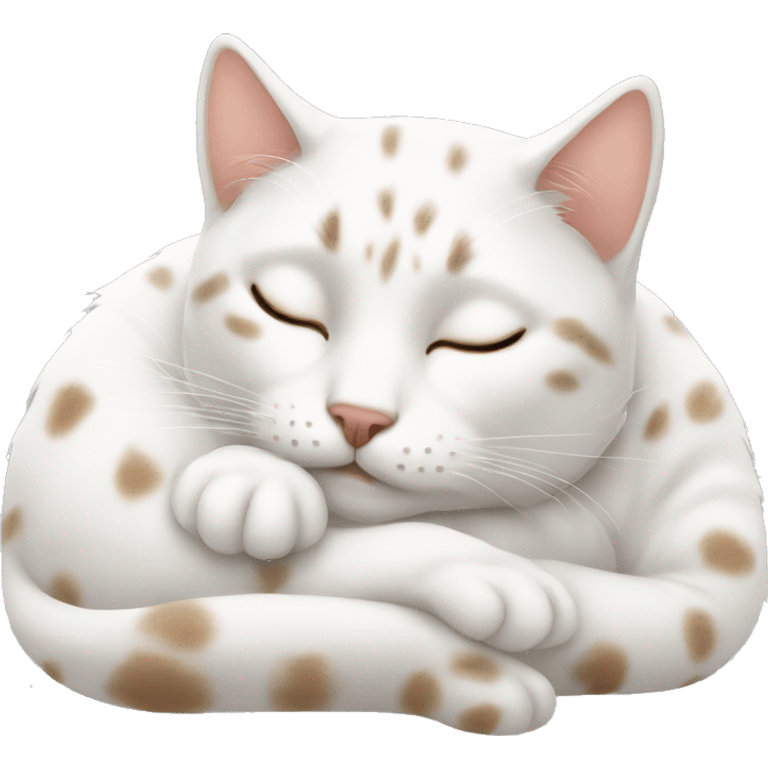 Sleeping white cat with brown spots  emoji