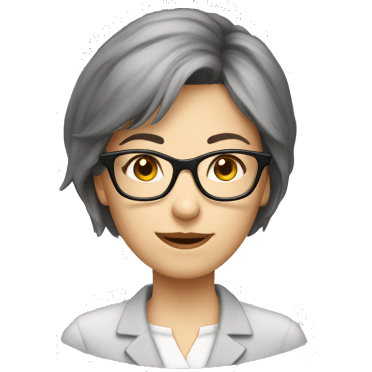 teacher female short hair glasses pale emoji