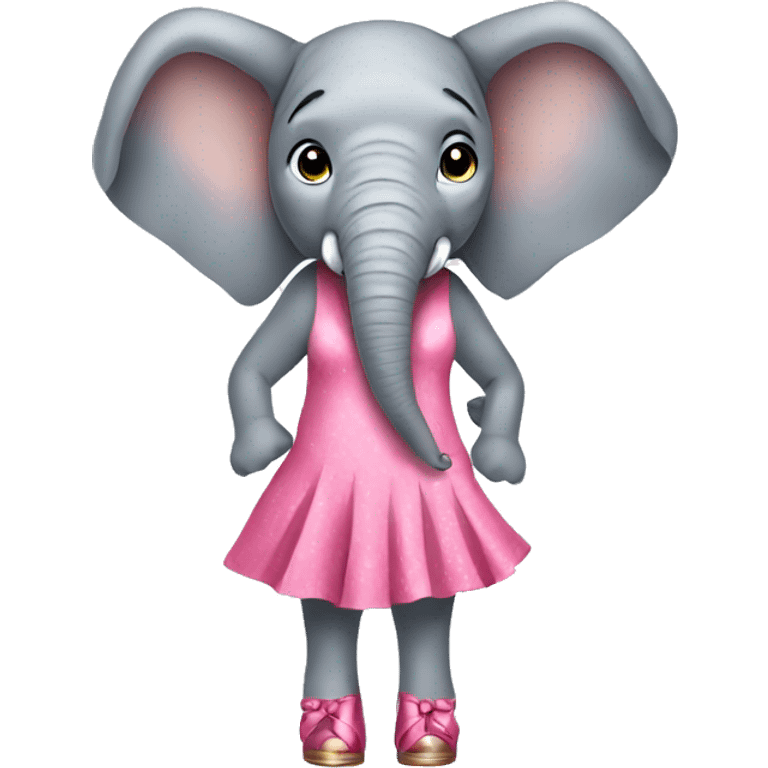 an elephant with high heels in a dress wearing very high heels emoji