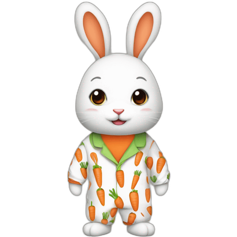 cute rabbit dressed with carrots printed on his pajamas emoji