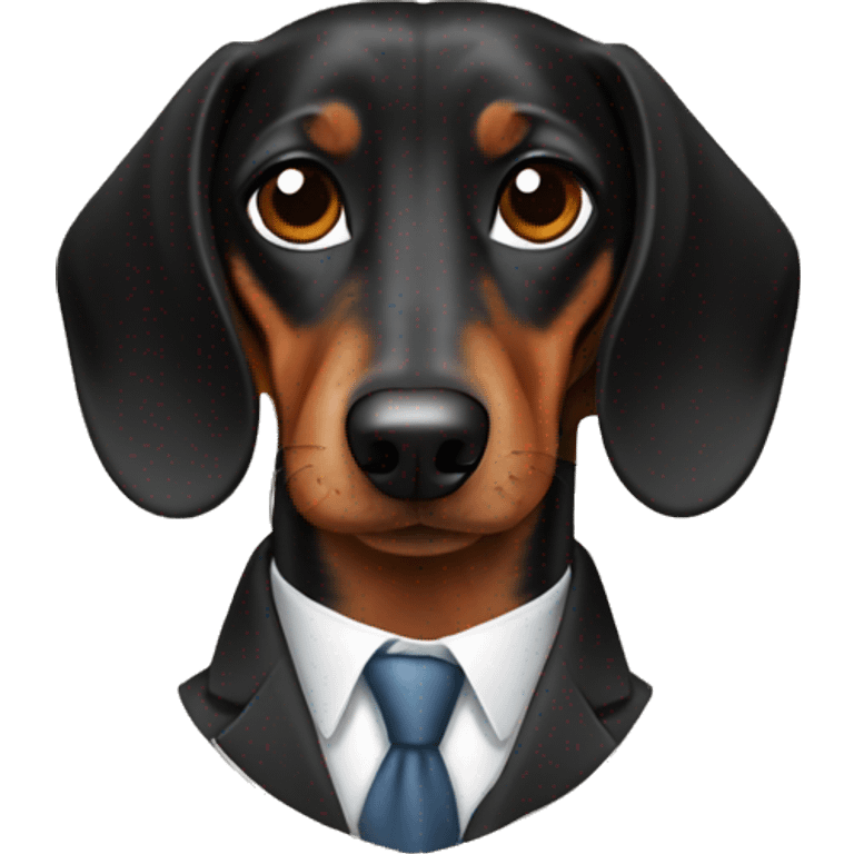 Black and brown Dachshund dog in suit emoji