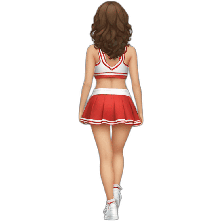 Back view Full body curvy beauty cheerleader short skirt skirt dancing kankan emoji