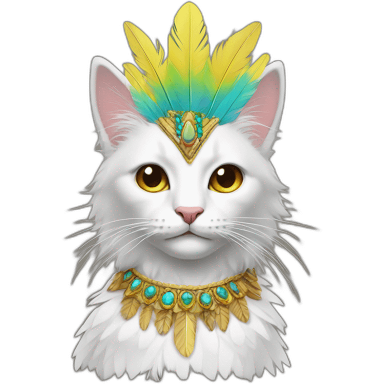 Cat wearing feathered headdress emoji