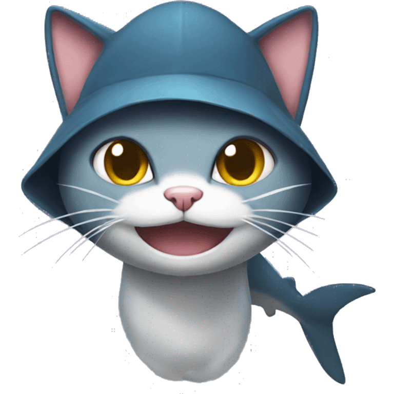 Cat with shark hat emoji