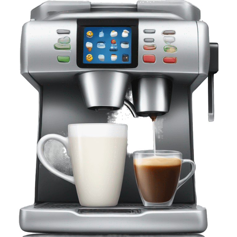 Coffee machine with a mug of coffee and milk  emoji