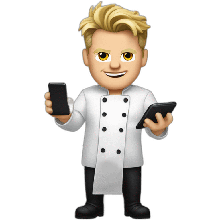 gordon ramsay with chef clothes cooking smartphone emoji