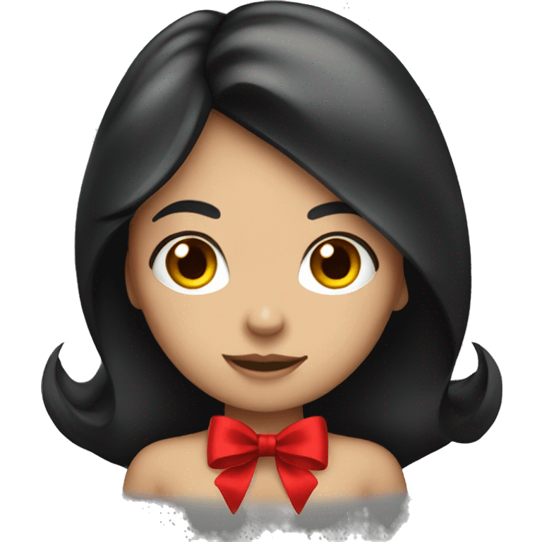 Red bow on black long hair girl emoji