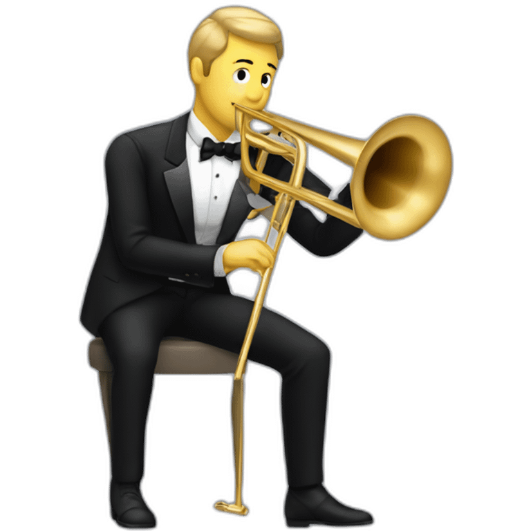 Classical Trombone player in a tuxedo emoji