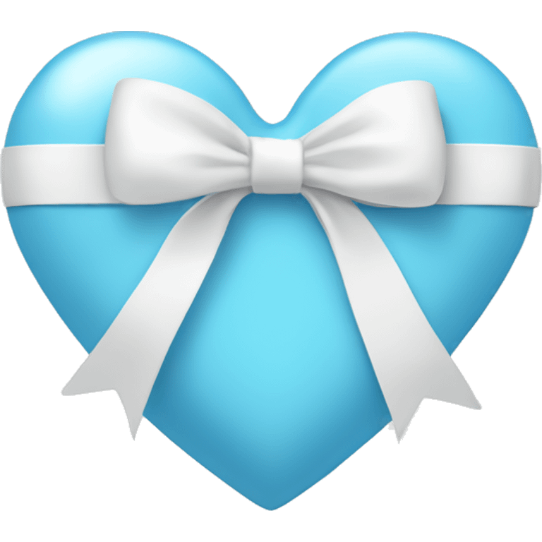 A light blue heart with a white bow ribbon  emoji