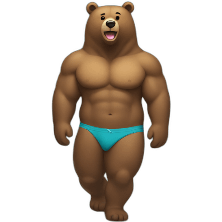 Bear in Speedo on a beach emoji