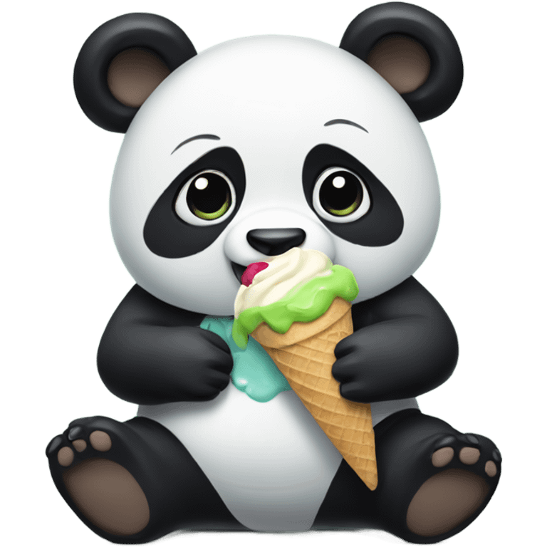 Panda eating ice cream emoji