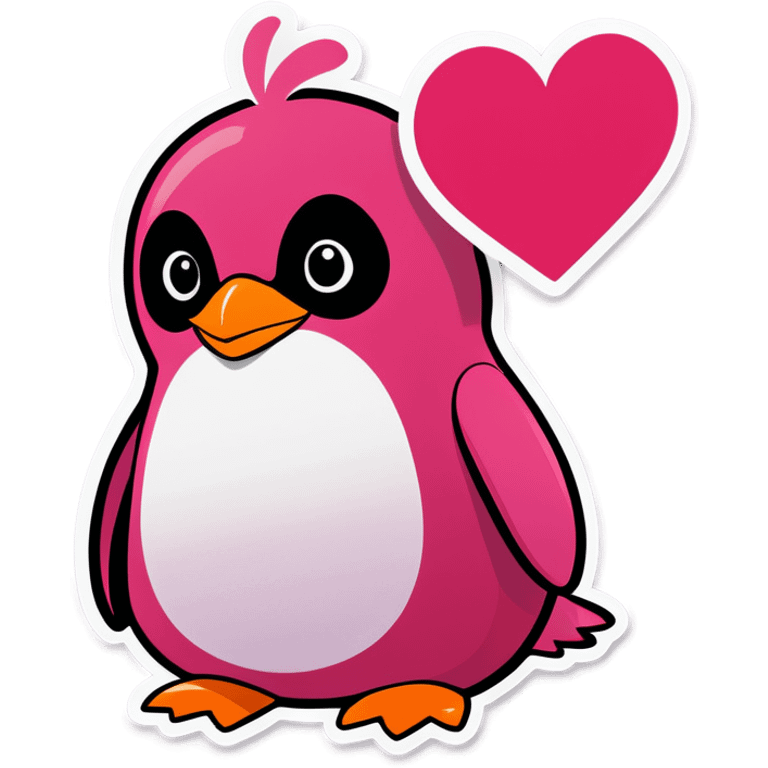 Pink penguin valentine emoji