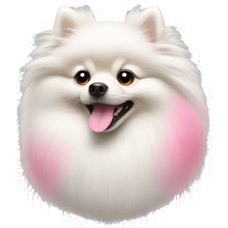 white Pomeranian with pink tail  emoji