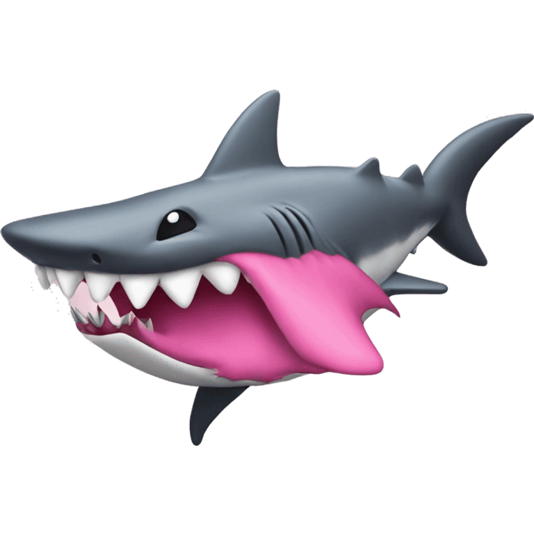 Pink backpavk with shark smile on Bolton  emoji