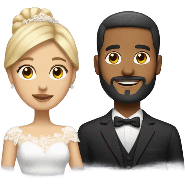 Puerto rican beard short hair with blonde girl getting married  emoji