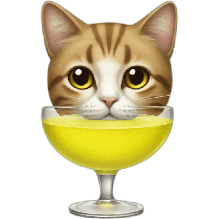 A cat with a shot of limoncello. emoji