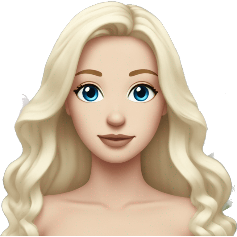 White bride with long light blonde hair and blue eyes with light pink peonies in hair white skin  emoji