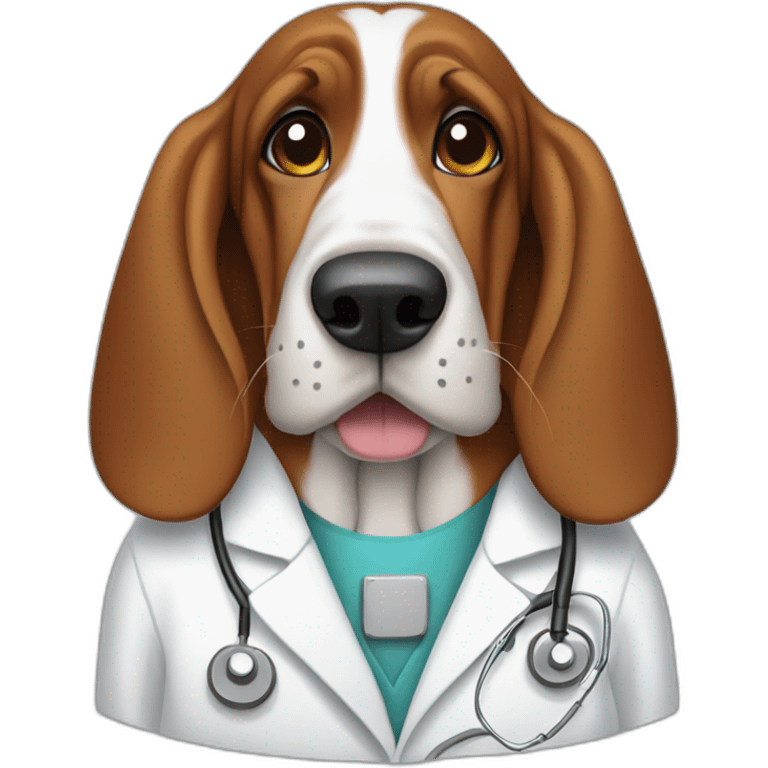 Basset-Hound using a doctor coat emoji