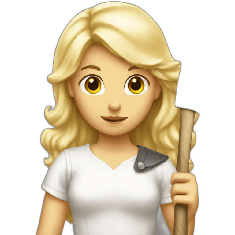 Blond Blonde Angel girl with axe emoji