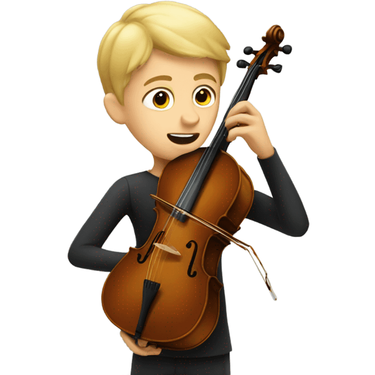 Blonde boy with very short hair playing cello  emoji