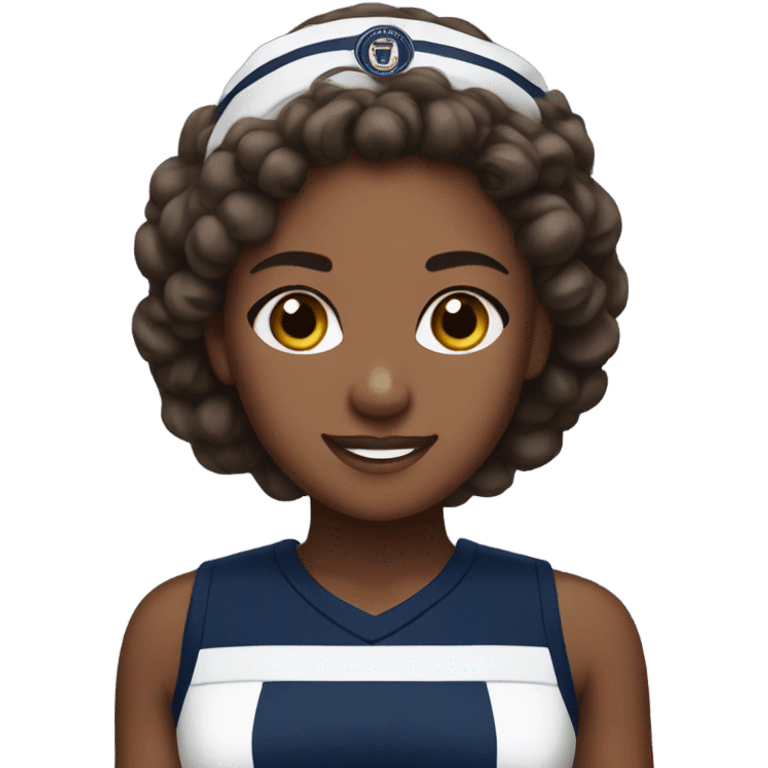 a brown skin cheerleader wearing navy blue and white uniform  emoji