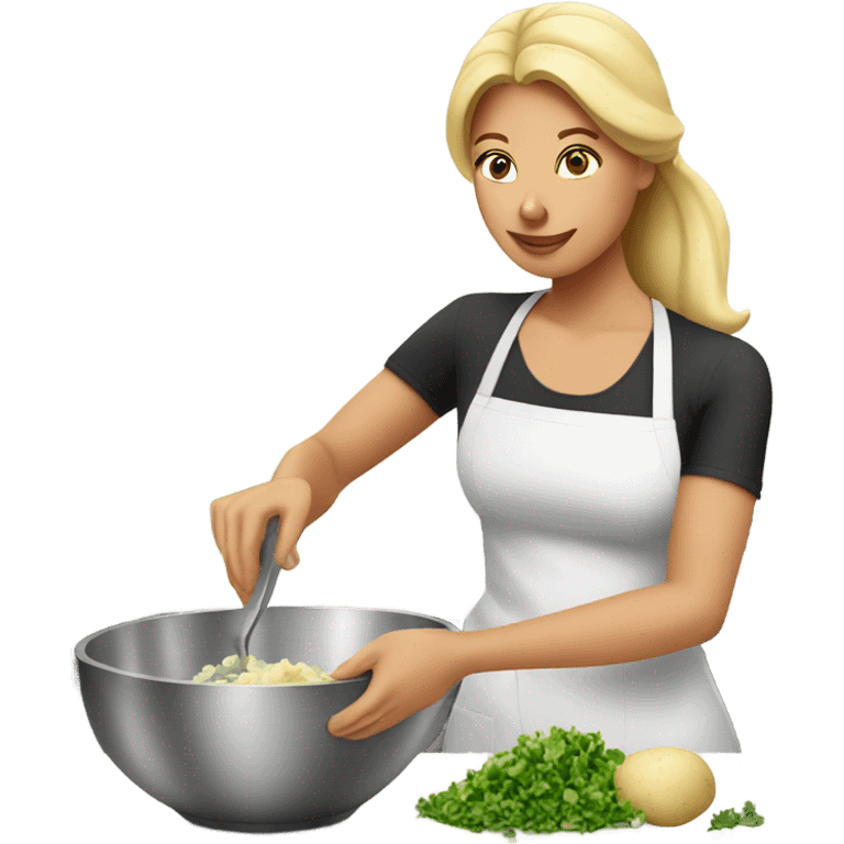 Blonde lady cooking potato salad emoji