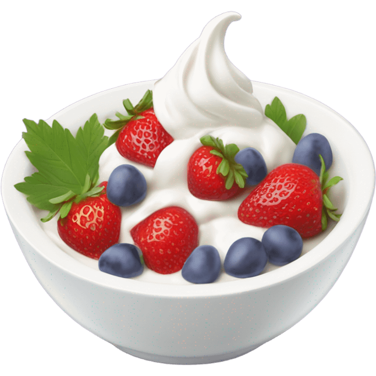 fruit yogurt bowl with strawberries and grapes emoji