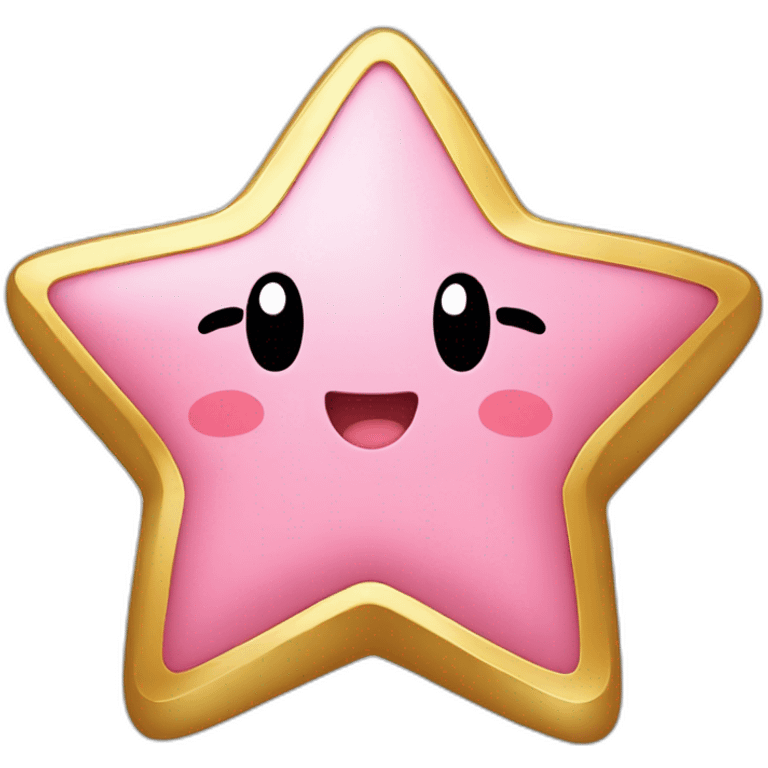 cute happy Kirby holding a golden star emoji