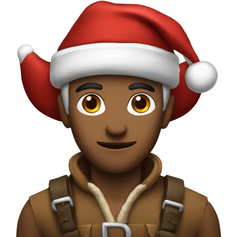 Fierce male ranger wearing santa hat emoji