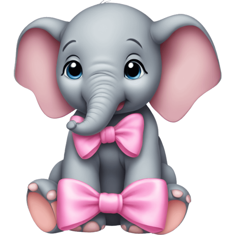 Baby elephant wearing pink bow emoji