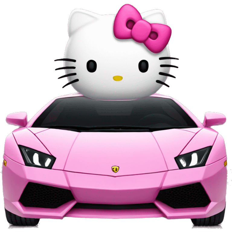 Hello kitty in a pink lamborghini emoji