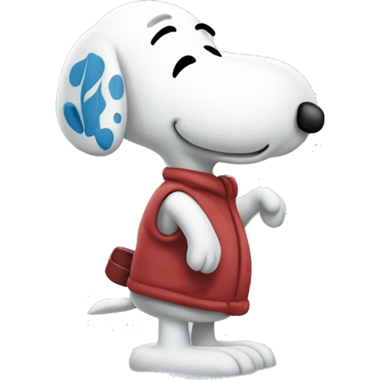 Snoopy in snowstorm emoji