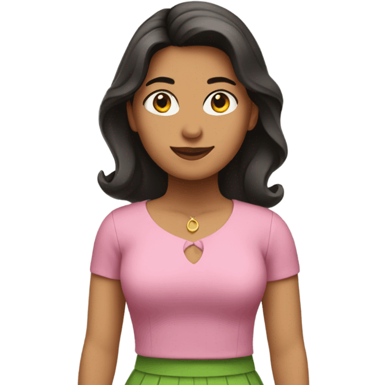 Hispanic woman in pink and green emoji