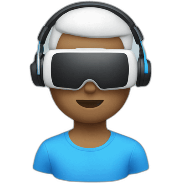 White Vr player whit blue t-shirt emoji