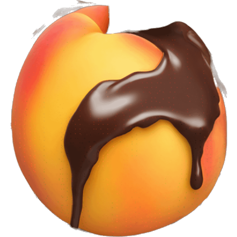 Peach emoji dripped in chocolate emoji