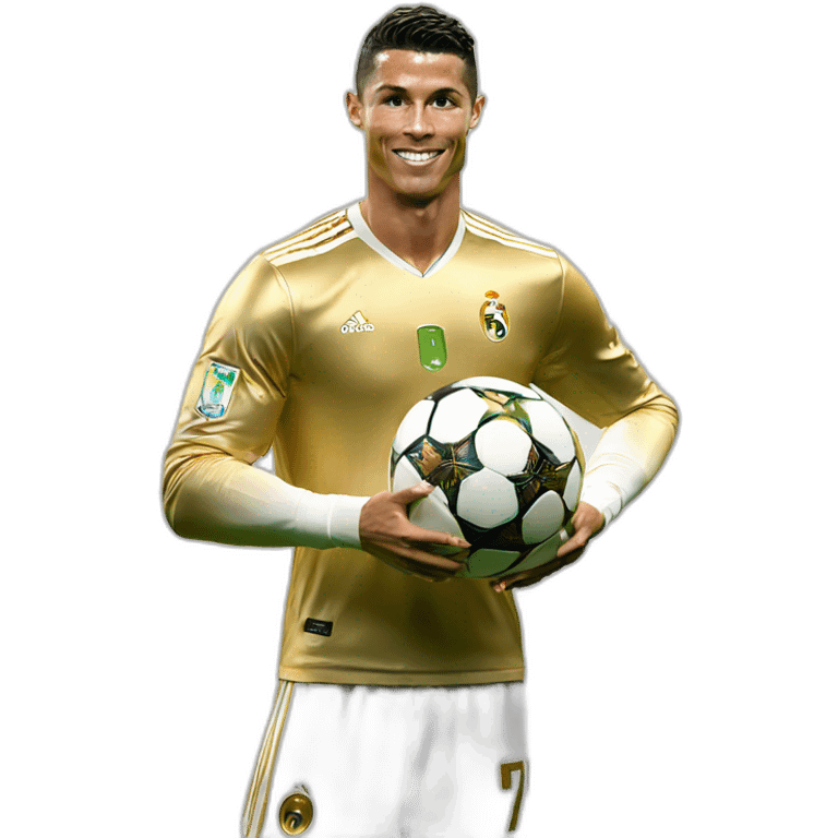 cristiano ronaldo with the golden ball award in his hand emoji