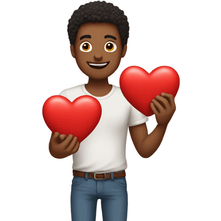 Guy holding 23 hearts emoji