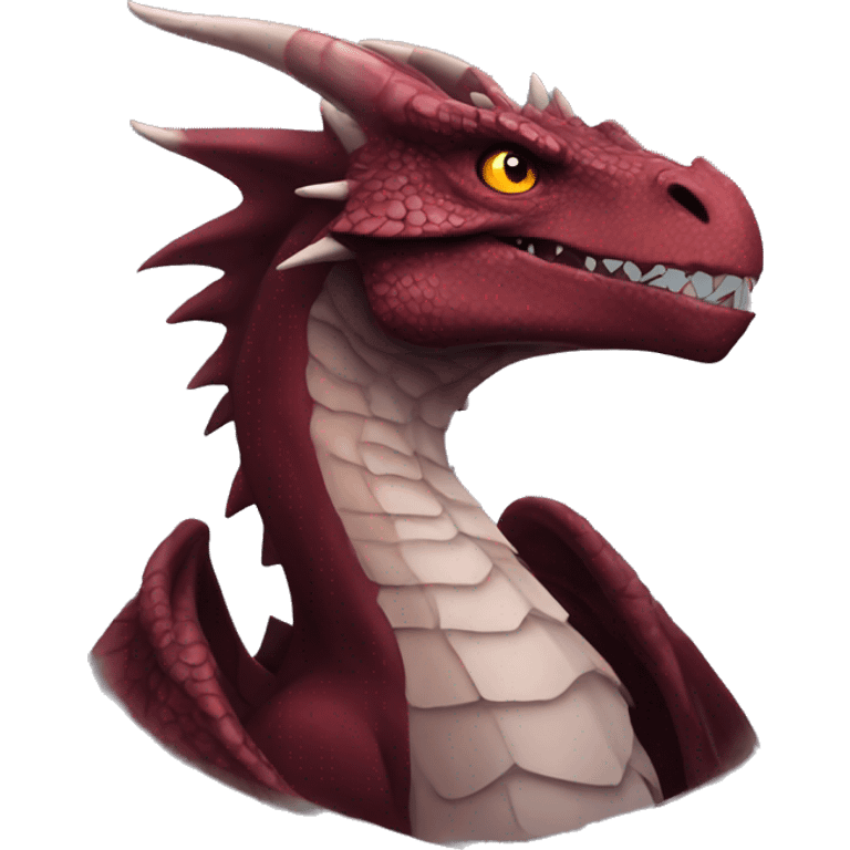 Cool edgy badass Maroon dragon-raptor with darker mane emoji