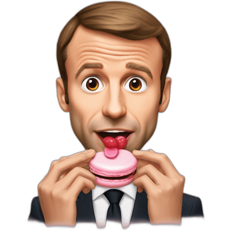 Emmanuel Macron who eats a macaroon emoji