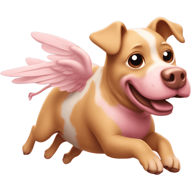 Dog flying on a pig emoji