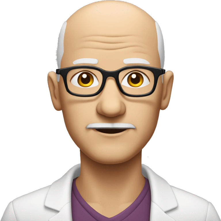 Bald old man without moustache and with spectacles. Slightly plum emoji