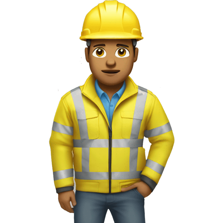 upset engineer wearing a yellow reflectorize jacket and construction hard hat  emoji