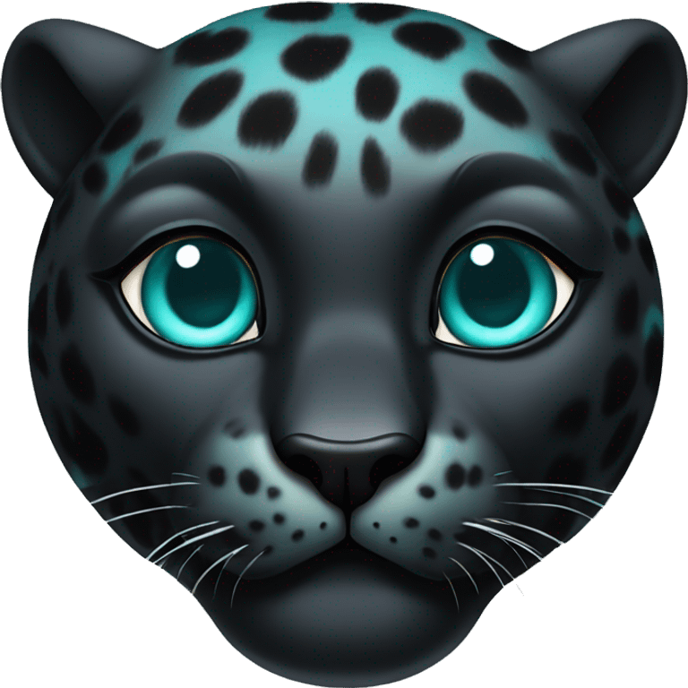 winged black leopard with turquoise eyes flying emoji