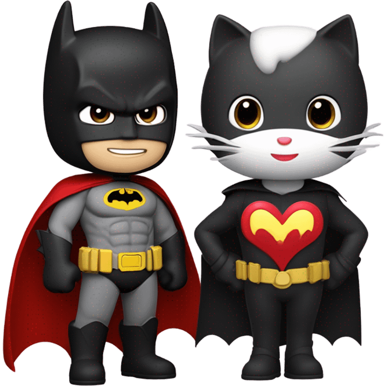 batman and hello kitty with a heart around them  emoji