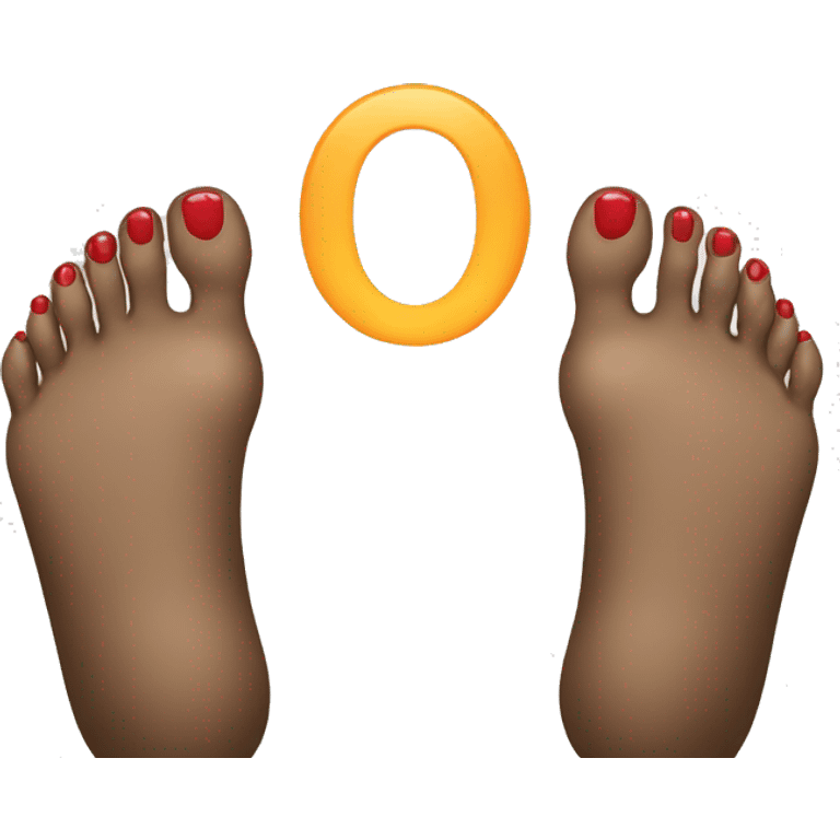 feet with O7 written emoji