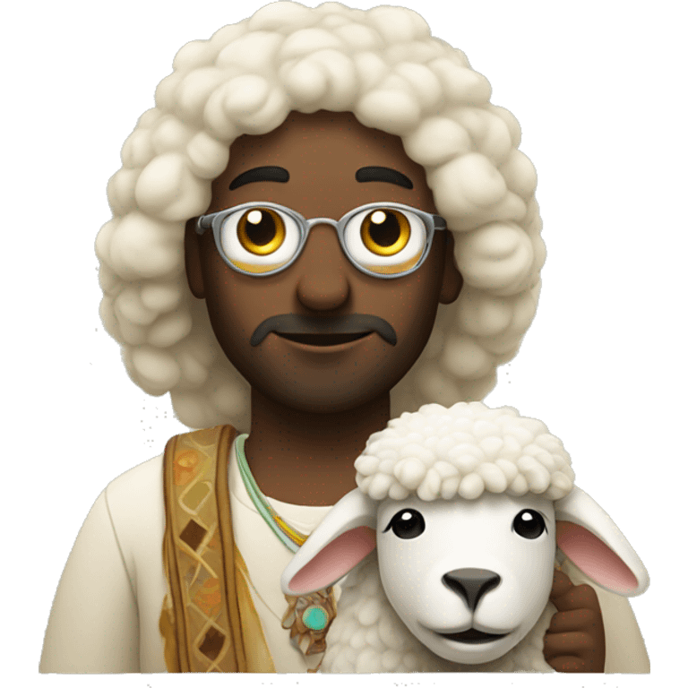 An hippie with a sheep emoji