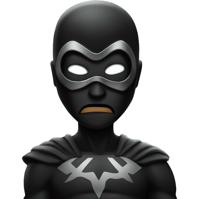 A dark, blackened, masked antiheroic superhero emoji